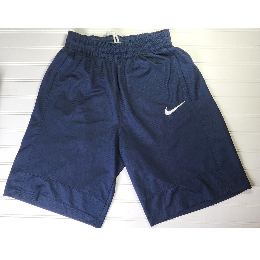 Nike Basketball Shorts Kids Large Navy Athletic Mesh Swoosh Logo with Pocket
